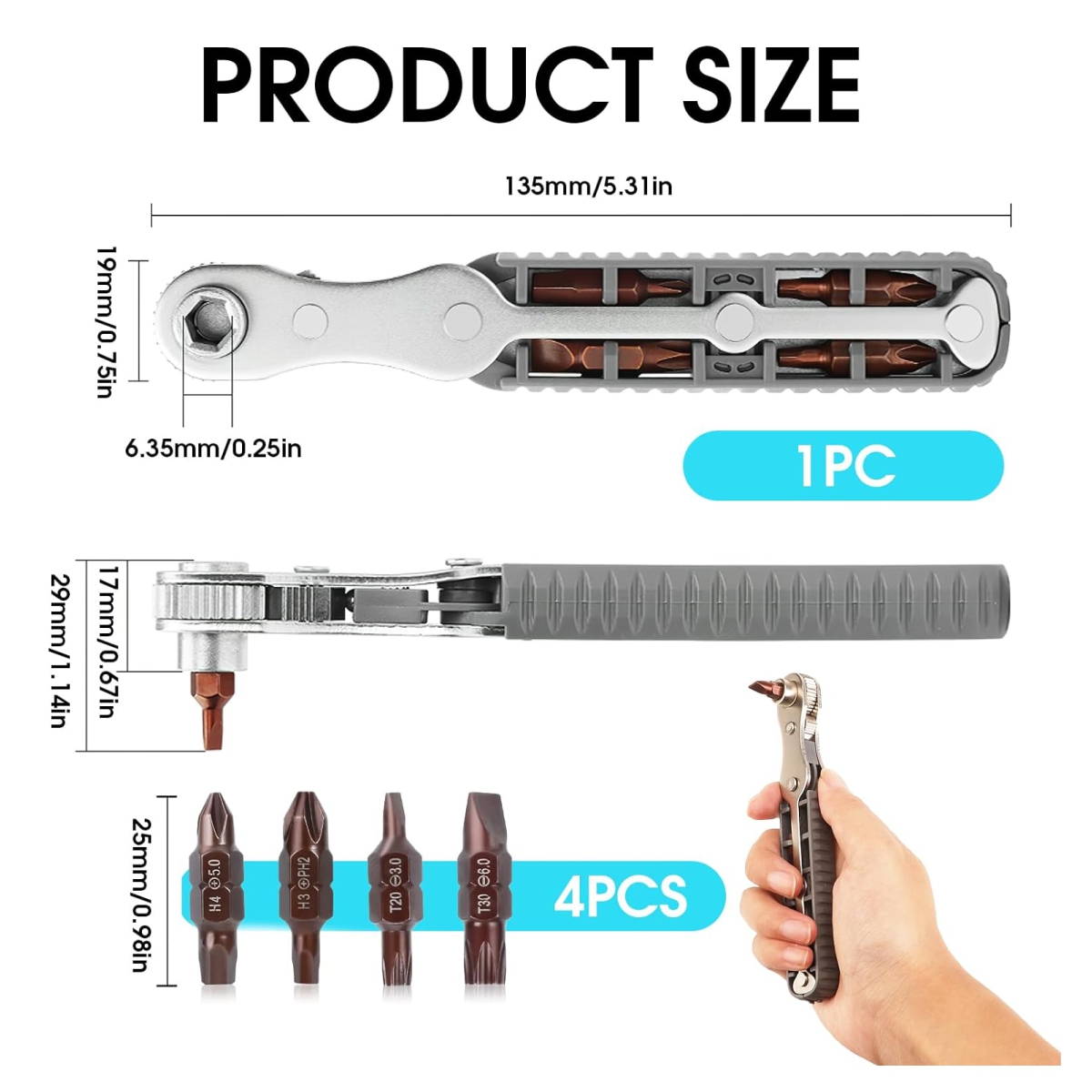 Miniatura 3 de Kit destornilladores trinquete Magnético